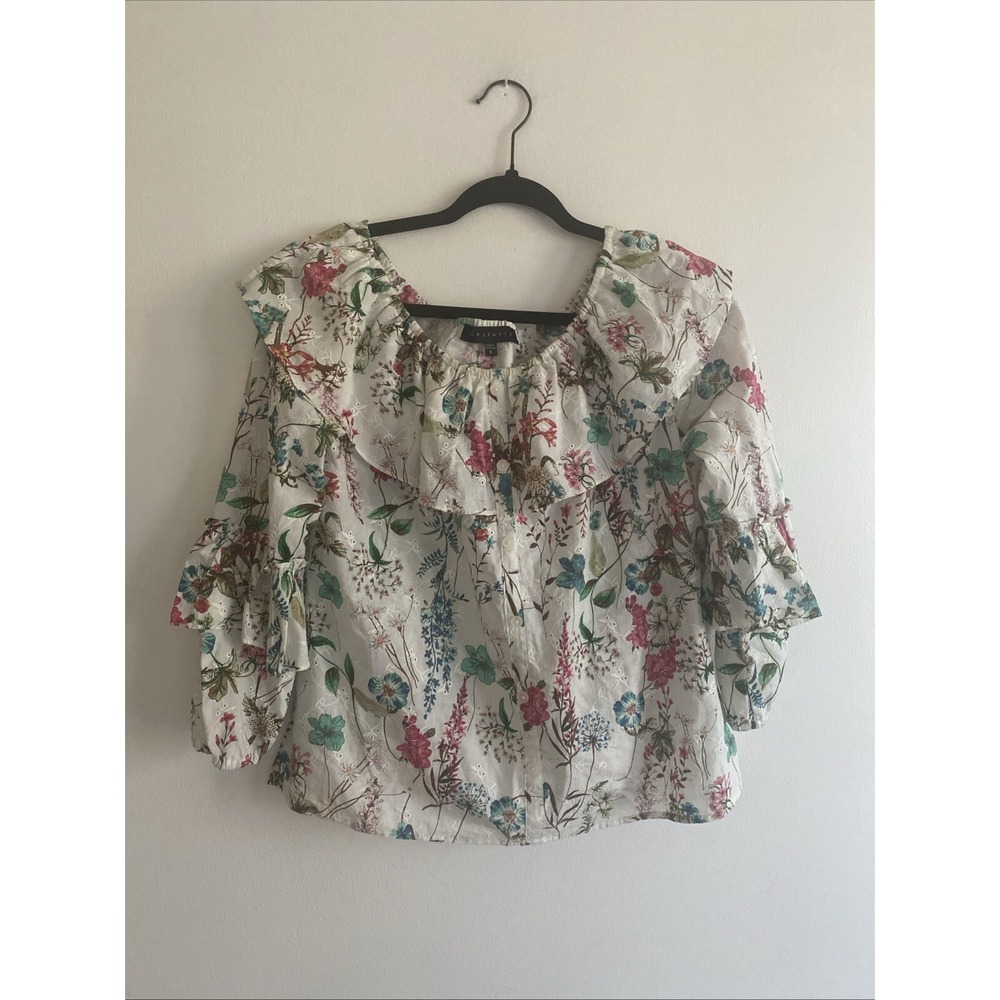Sanctuary‎ Blouse Top Romantic Ruffle Embroidered Floral S